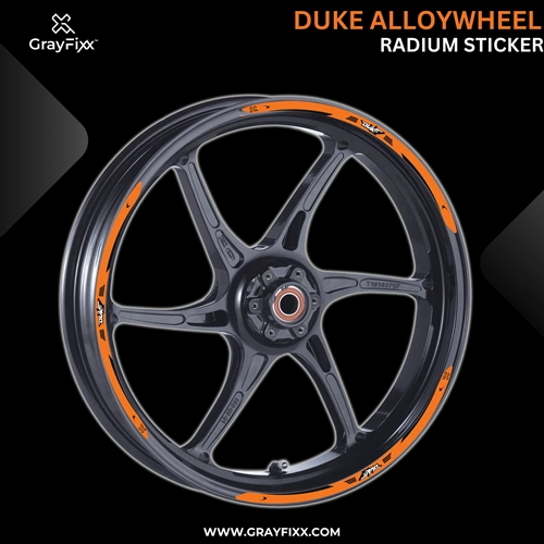 Alloy Wheel Radium Sticker For Duke 125/200/390 | Printed In Premium Radium With FPF(Fade Protection Film), Water Proof, Precut Sticker, Pack Of 12